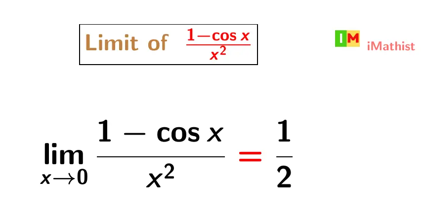 Limit of (1-cosx)/x^2 as x approaches 0 - iMath