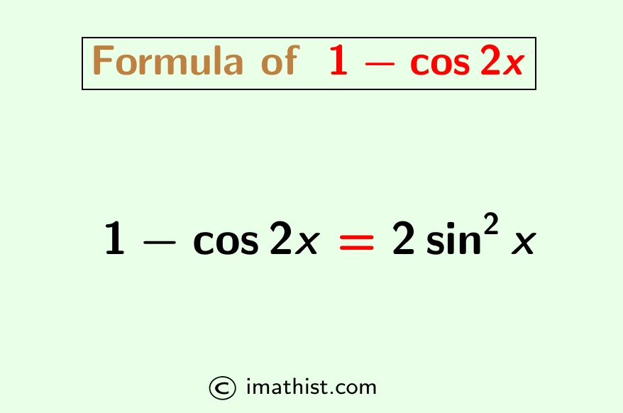 Formula of 1-cos 2x